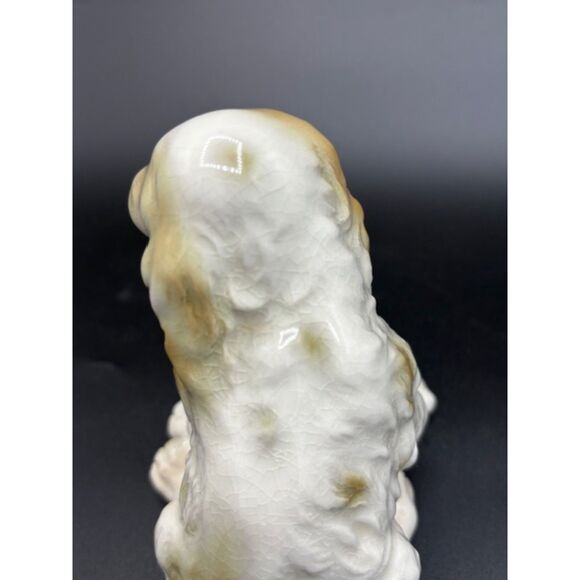 Vintage Ucagco Japan Sitting Cocker Spaniel Figurine 50s Porcelain White Beige - Picture 4 of 6